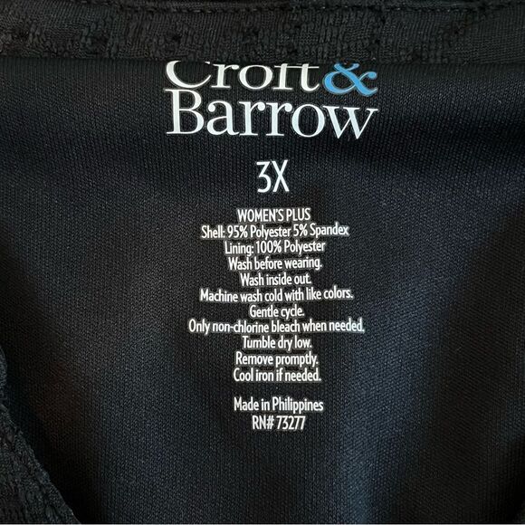 Croft & Barrow Women’s Dress 3X Split Neck Black Tiered Sleeveless Plus Size - Picture 4 of 12